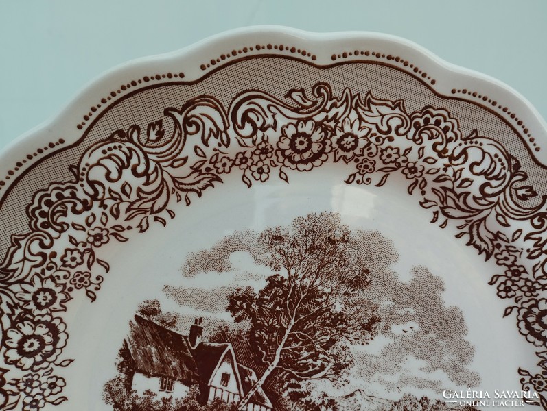 Ritka olasz jelenetes porcelán nagy lapos tányér