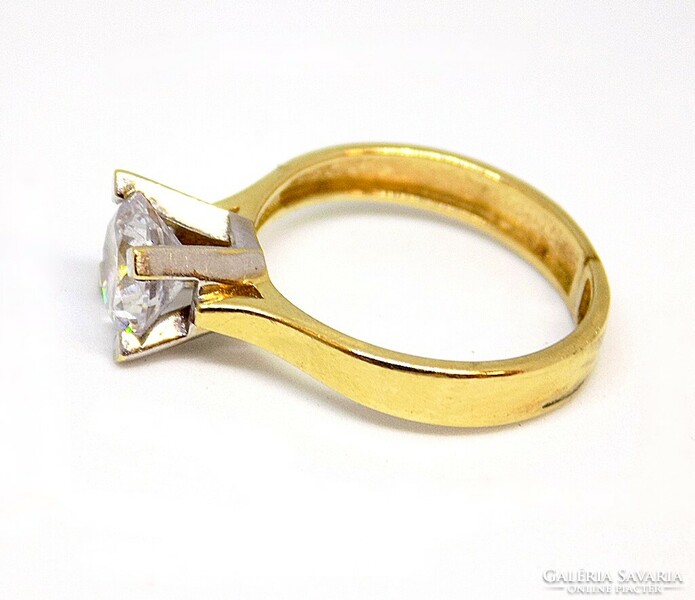 Yellow-white gold solitaire ring (zal-102933)