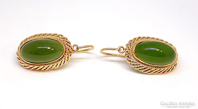 Gold earrings with jade stones (zal-au118851)