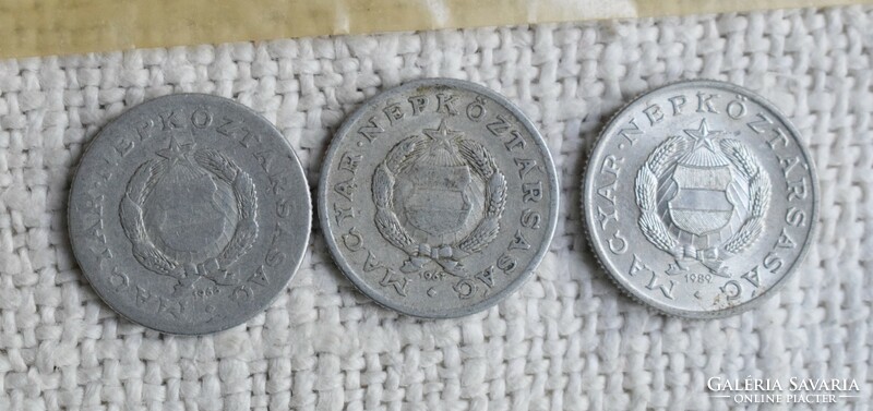 1 Forint 1967, 1968, 1989, money, coin, Hungarian People's Republic, 3 pieces