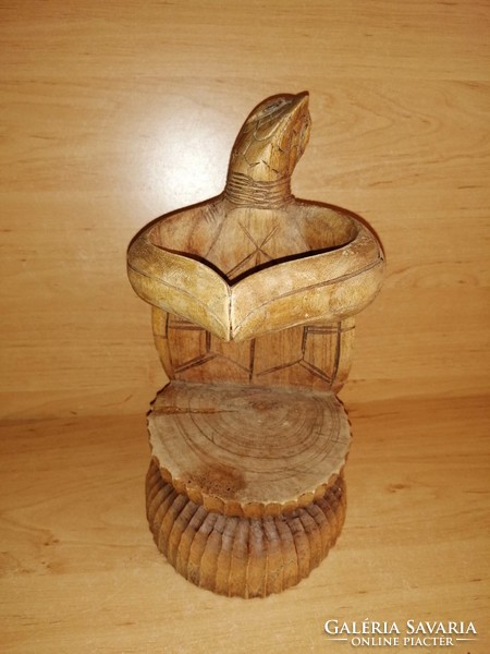 Carved wooden turtle - glass, bottle holder - 26 cm (38/d)