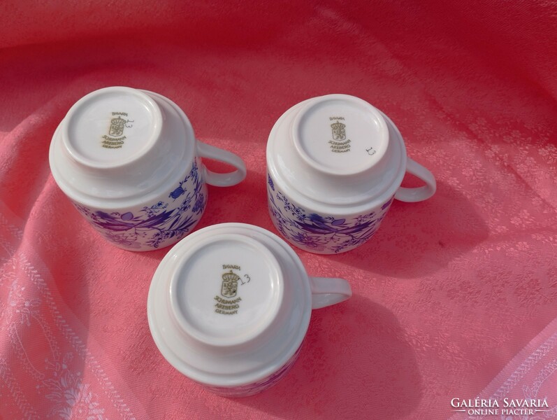 Gyönyörű hagymamintás porcelán kávés csésze pótlásra, 3 db.