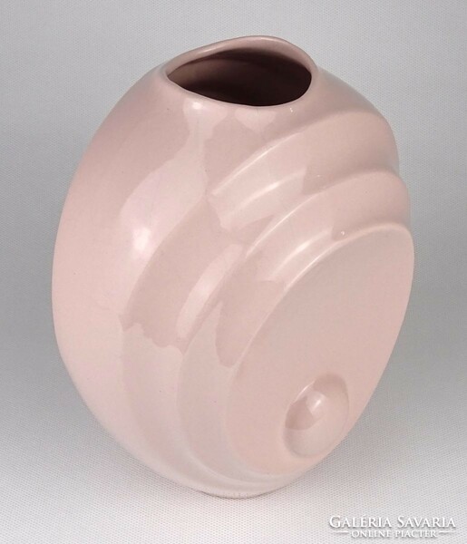 1M523 Formatervezett jelzett púder színű porcelán váza stúdió váza 21.5 cm