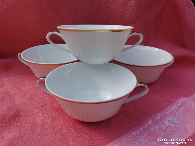 Beautiful 2-handled porcelain cup and plate