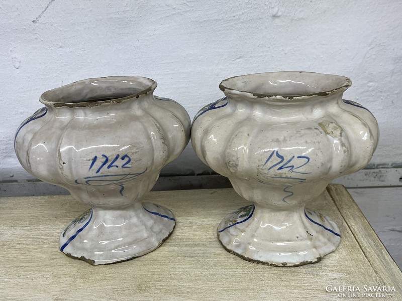 Pair of 18th-century apothecary jars dated 1742