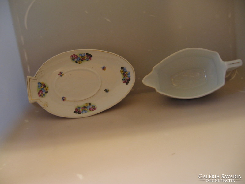 Antique art deco pansy sauce bowl, cup and saucer