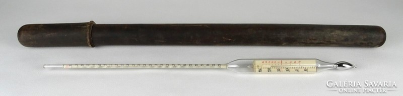 1N745 antique large calderoni glass sugar thermometer in a wooden case 1902