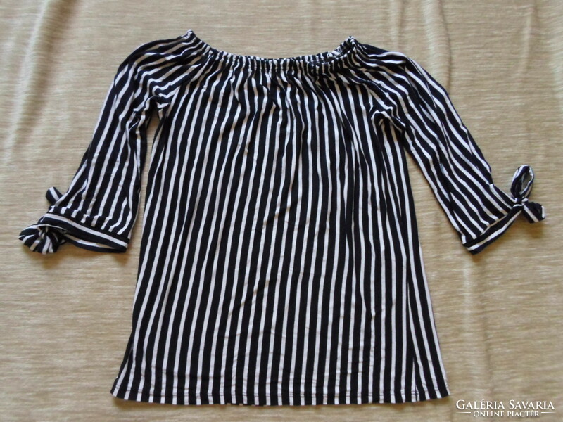 Women's striped Italian blouse (dark blue, white)