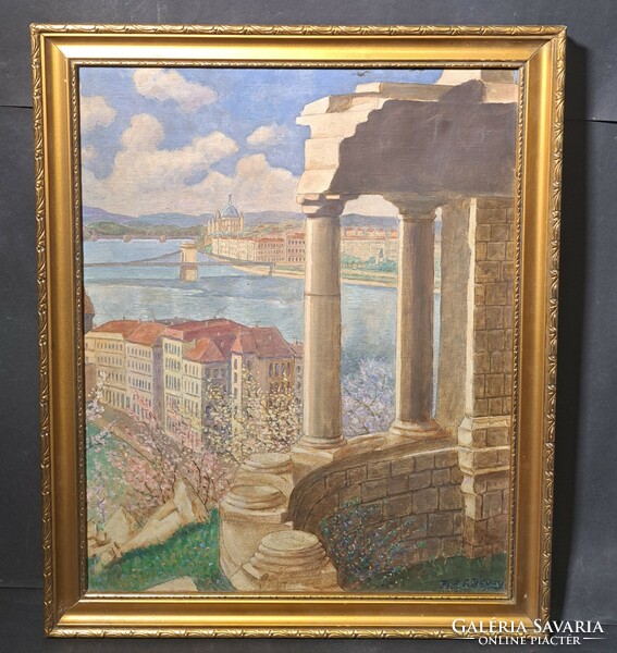 Andor Dévay: Budapest around 1900 (oil painting) rarity, a. Devay