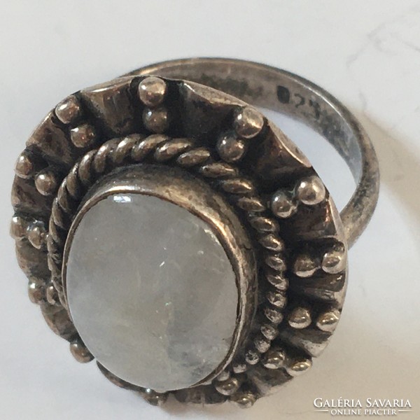 Old silver ring moonstone 50