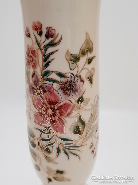﻿Zsolnay virágmintás váza, 26 cm