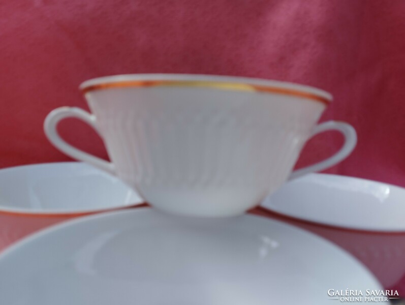 Beautiful 2-handled porcelain cup and plate