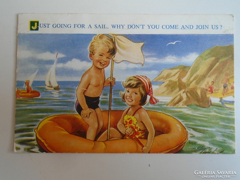 D196263  Képeslap - Seaside Kiddy - n.2127 UK  - Csónakázó gyerekek  k1964