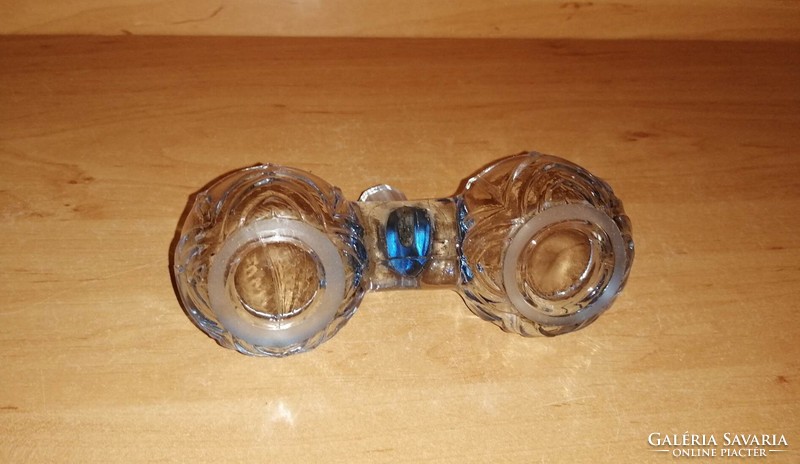 Retro kék üveg asztali sótartó borstartó (25/d)