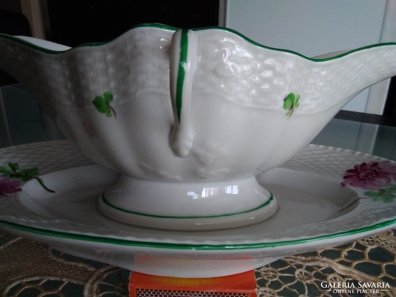 A rare Herend sauce offering with the popular aster pattern with a green border.