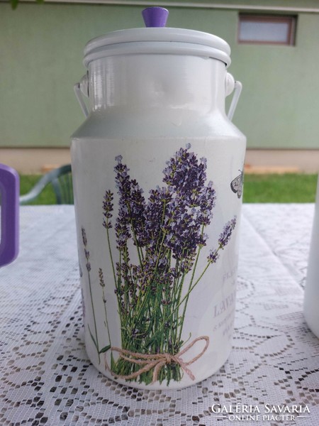 Lavender decoupage decoupage decoupage on an enamel greaseproof tin soda bottle pitcher rustic