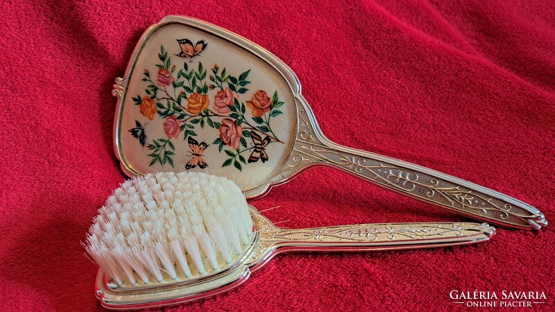 Retro toilet set. Mirror and brush (l3865)