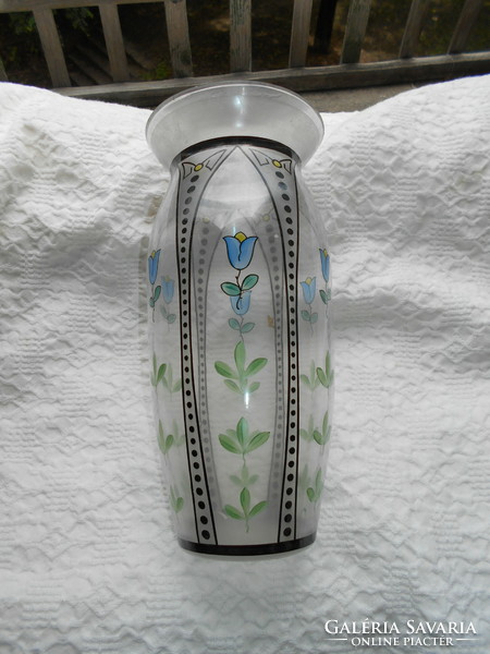 Art Nouveau glass vase - hand painted - 1920s Vienna -- 22 cm