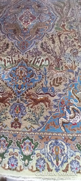 Kézi csomózású állatfigurás  Iráni Kasmar Perzsa szőnyeg ALKUDHATÓ