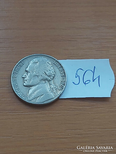 USA 5 cents 1964 d, jefferson 564.