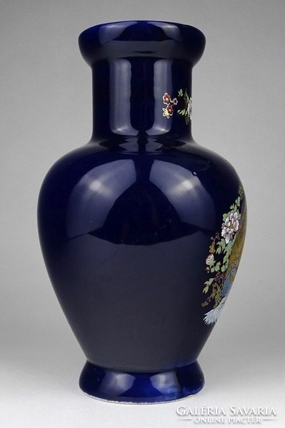 1N407 Aranyfácános kék színű kerámia váza díszváza 23 cm