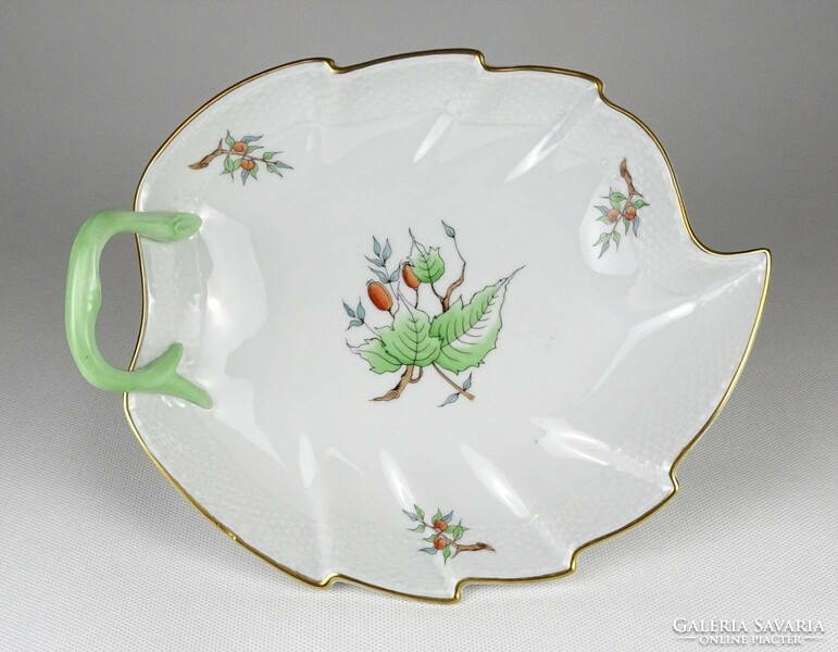 1N292 old Hecsedlis leaf-shaped Herend porcelain serving bowl