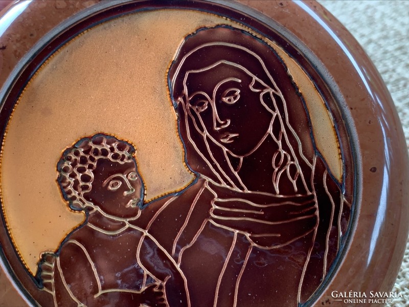 Ceramic wall picture: Virgin Mary with child