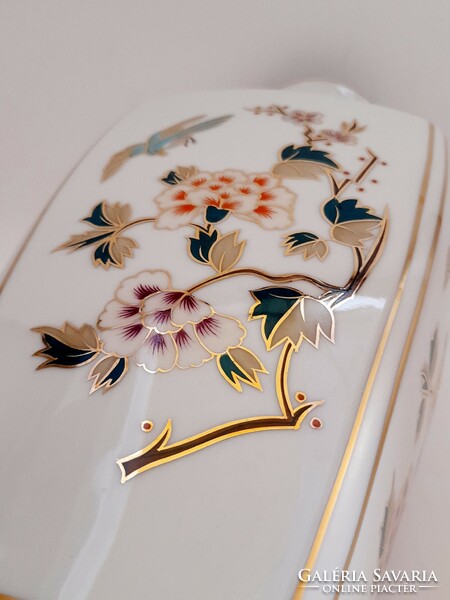 Hollóházi porcelán virágmintás váza, 30 cm