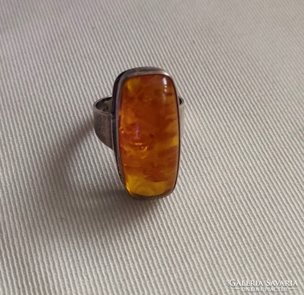 Silver pendant and ring with amber stones!