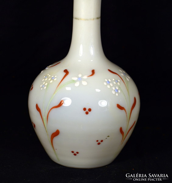 Circa 1890 Natik milk glass liqueur bottle with frilled stopper