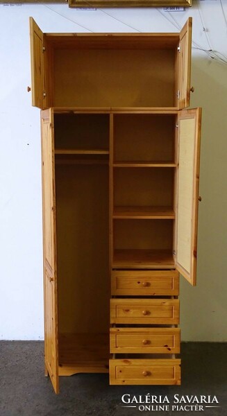 1N787 pine wood cabinet with two doors and shelves 240 x 95 cm