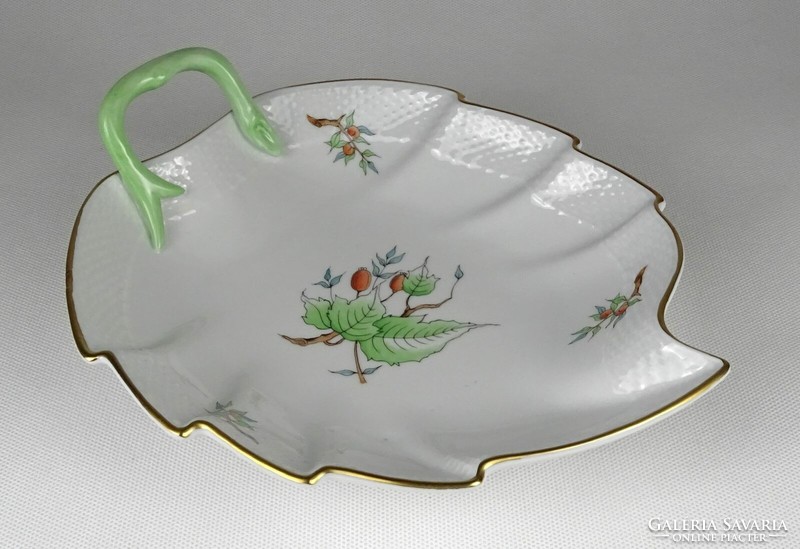 1N292 old Hecsedlis leaf-shaped Herend porcelain serving bowl