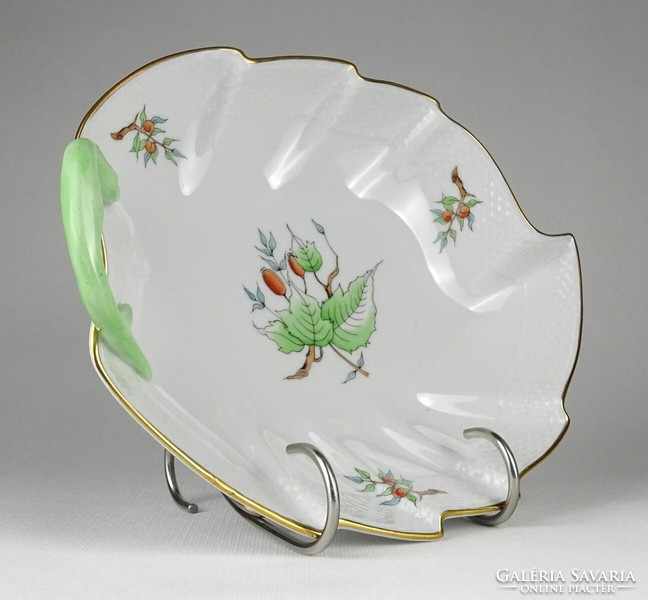 1N292 old Hecsedlis leaf-shaped Herend porcelain serving bowl
