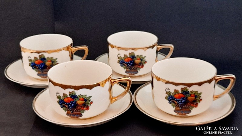 Victoria Czechoslovakia porcelain teacups with bottoms, 4 in one