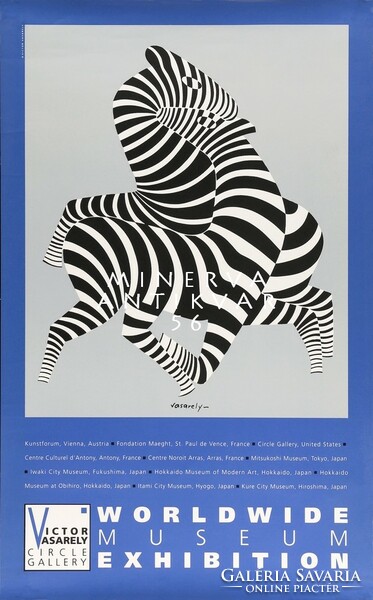 Vasarely kiállítás plakát reprintje, op-art, két csíkos zebra