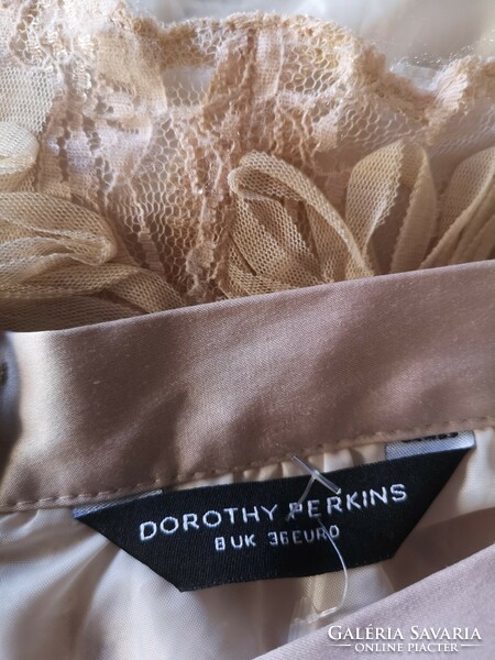 Dorothy Perkins 36-38-as púder színű alkalmi mini szoknya térbeli rózsás, különleges szövet