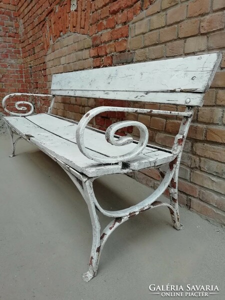 Wrought, original color, not yet restored outdoor bench from the end of the 19th century, beautiful piece 3.