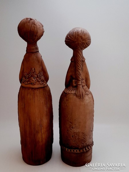 Katalin Orbán ceramic statue pair, 31-33 cm