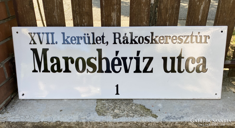 Maroshévíz street (85 cm x 30 cm) - street sign, enamel sign (enamel sign)