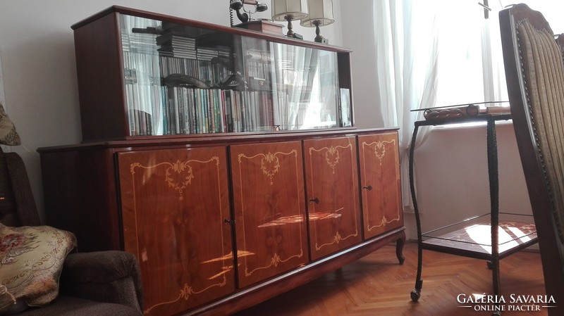 Neo-baroque style marquetry inlaid dining room set