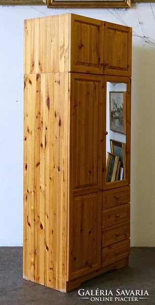 1N787 pine wood cabinet with two doors and shelves 240 x 95 cm