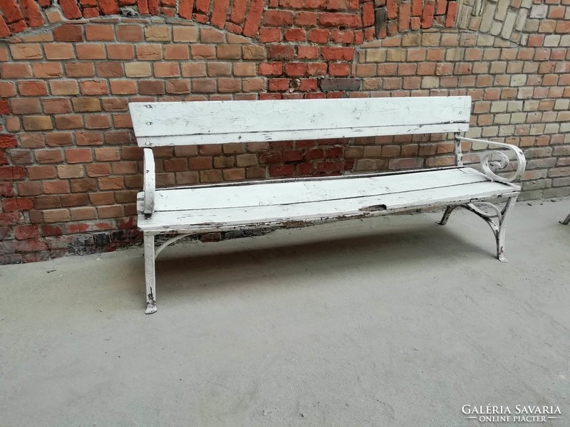 Wrought, original color, not yet restored outdoor bench from the end of the 19th century, beautiful piece 3.