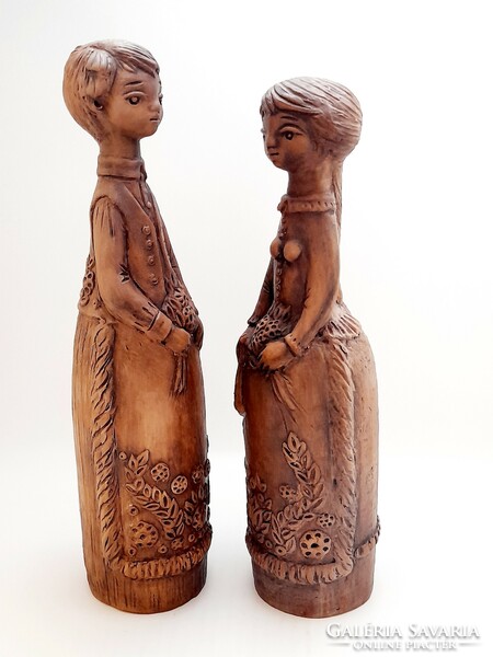 Katalin Orbán ceramic statue pair, 31-33 cm