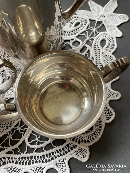 TÉLI VÁSÁR!  Art deco ezüstözött teás és kávés kanna, cukortartó, kiöntő
