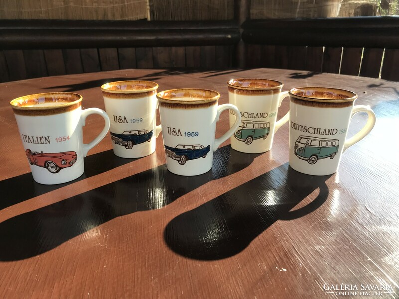 5 pcs English cup mug car, old timer