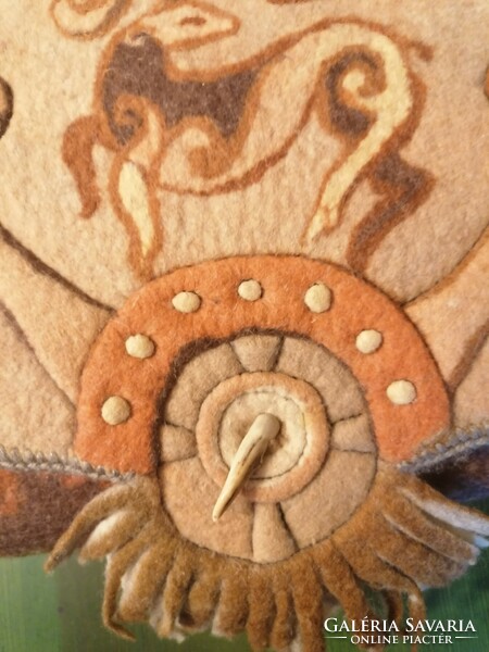 Large handmade felt bag with a mythical pattern