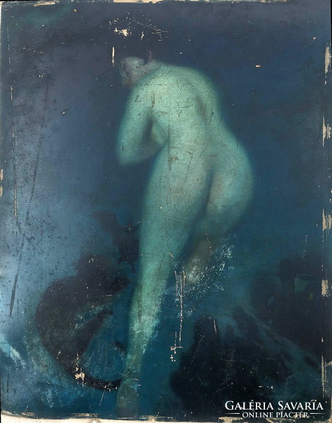 Báró Nyáry Albert :Női hátakt állatokkal,71 x 56 cm , olaj -karton