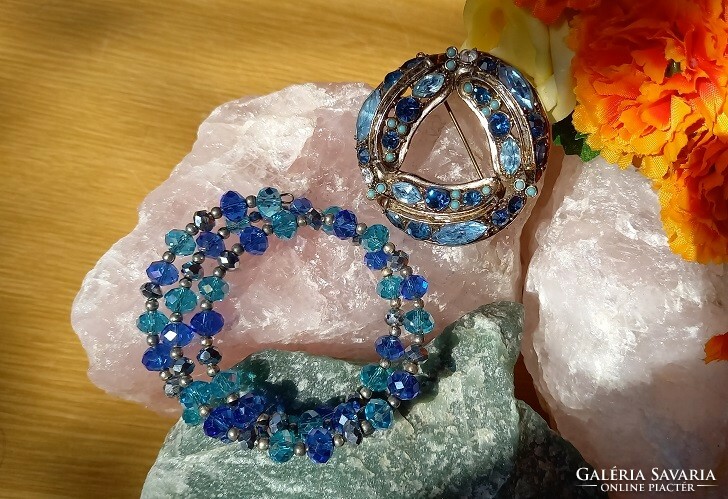 Jewelry fair! 77. Set - swarovski crystal pearl bracelet with extra stone brooch