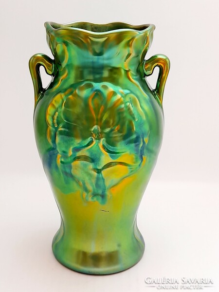 Zsolnay large poppy eosin vase, 22.5 cm