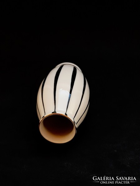 Hollóházi porcelán csíkos váza